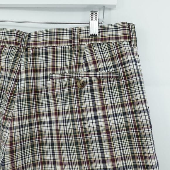 Roundtree & York Gold Label Chino Shorts Mens 34 Brown Plaid Tartan 9" Golf VTG - Picture 4 of 15